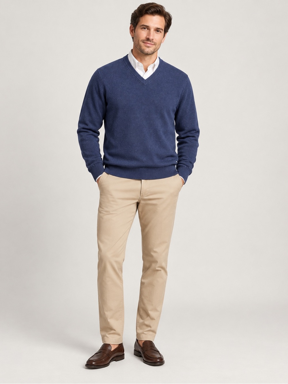 Brooks Brothers Men’s Navy Supima Cotton V-Neck Sweater Size Large